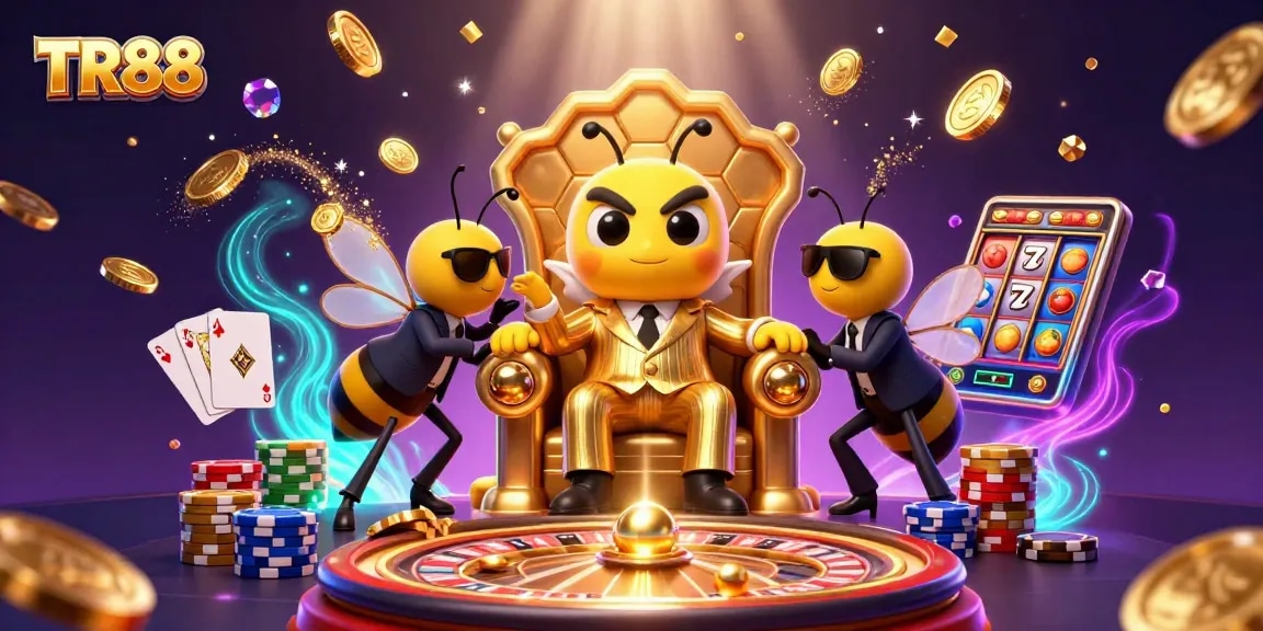 Engage with TR88's thrilling game experience featuring a bumblebee mob boss in a dynamic casino scene.