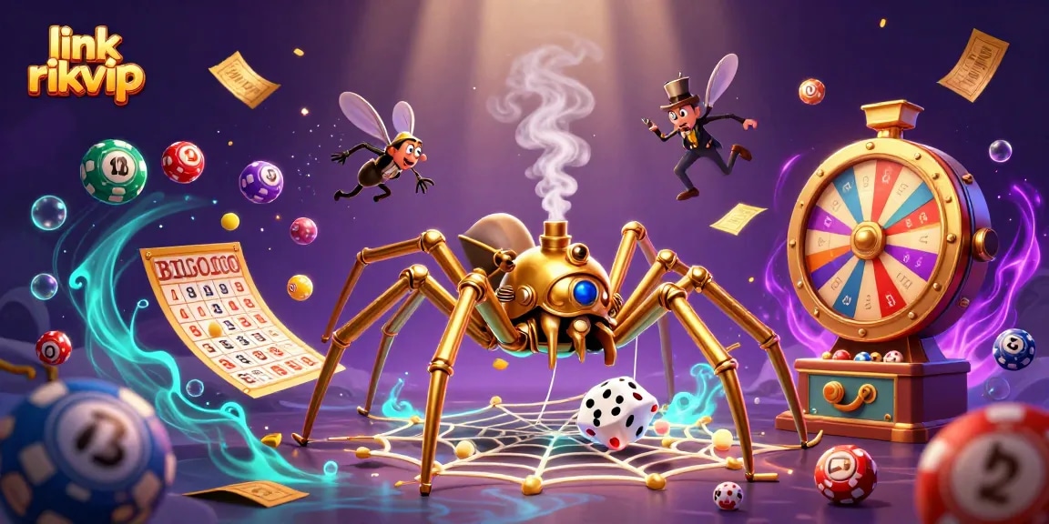 Engage with strategies at link rikvip for thrilling lottery experiences in a colorful casino scene.