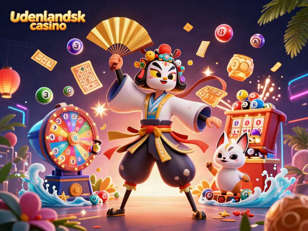 Engage with the vibrant world of udenlandsk casino through a colorful lottery scene.