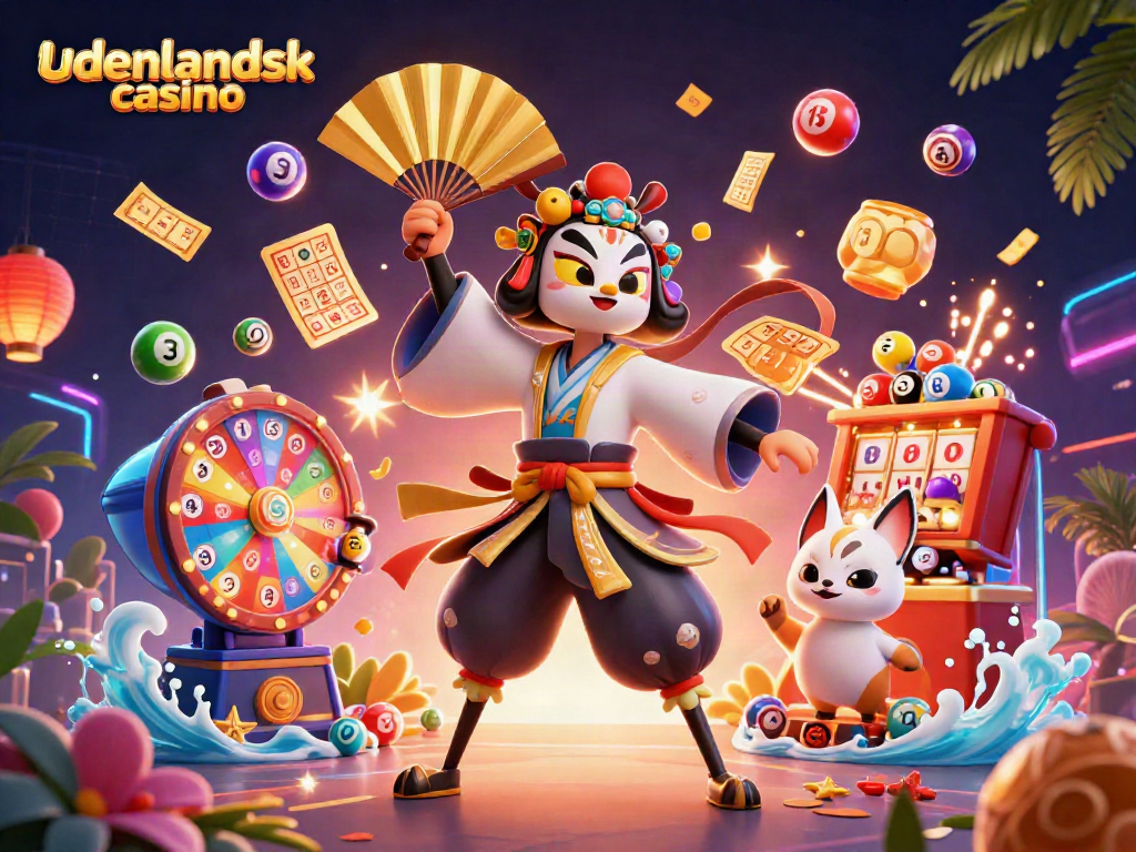 Engage with the vibrant world of udenlandsk casino through a colorful lottery scene.