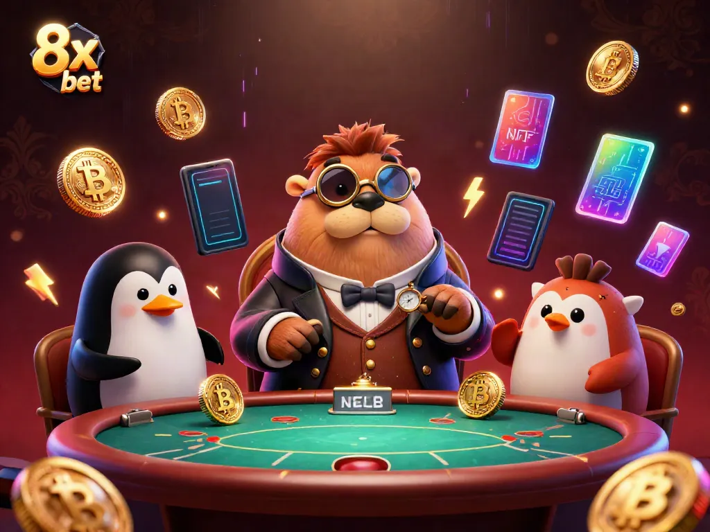 Join the action in the underwater poker game at 8x bet, featuring a walrus and unique crypto elements.