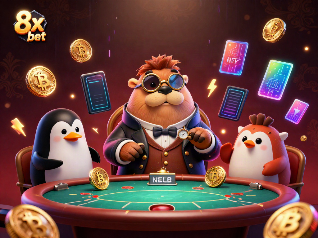 Join the action in the underwater poker game at 8x bet, featuring a walrus and unique crypto elements.