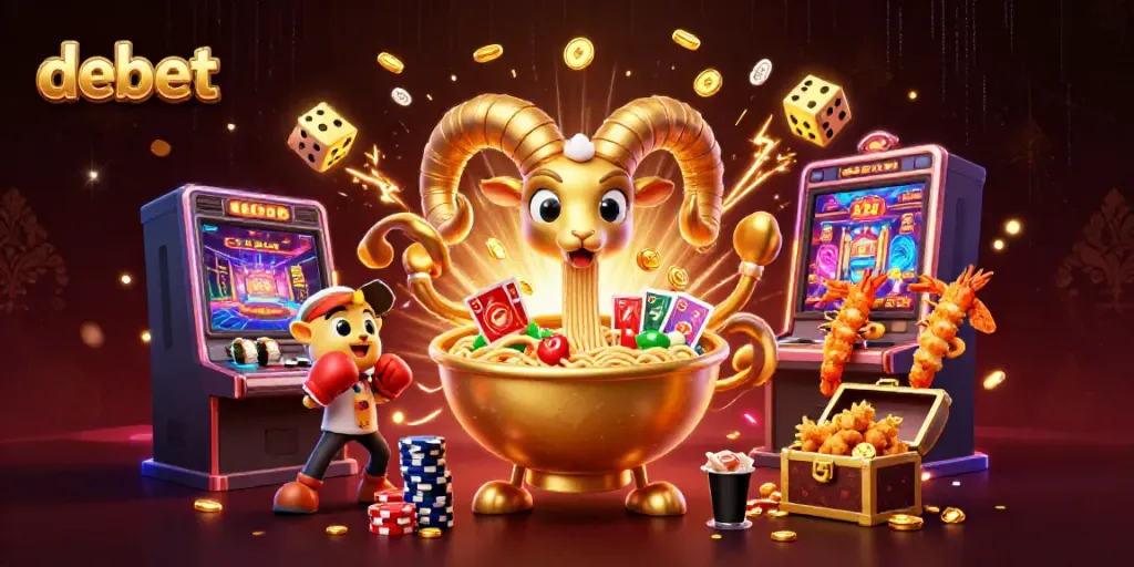 Experience thrilling gameplay at debet with vibrant characters and casino elements in a dynamic 3D scene.