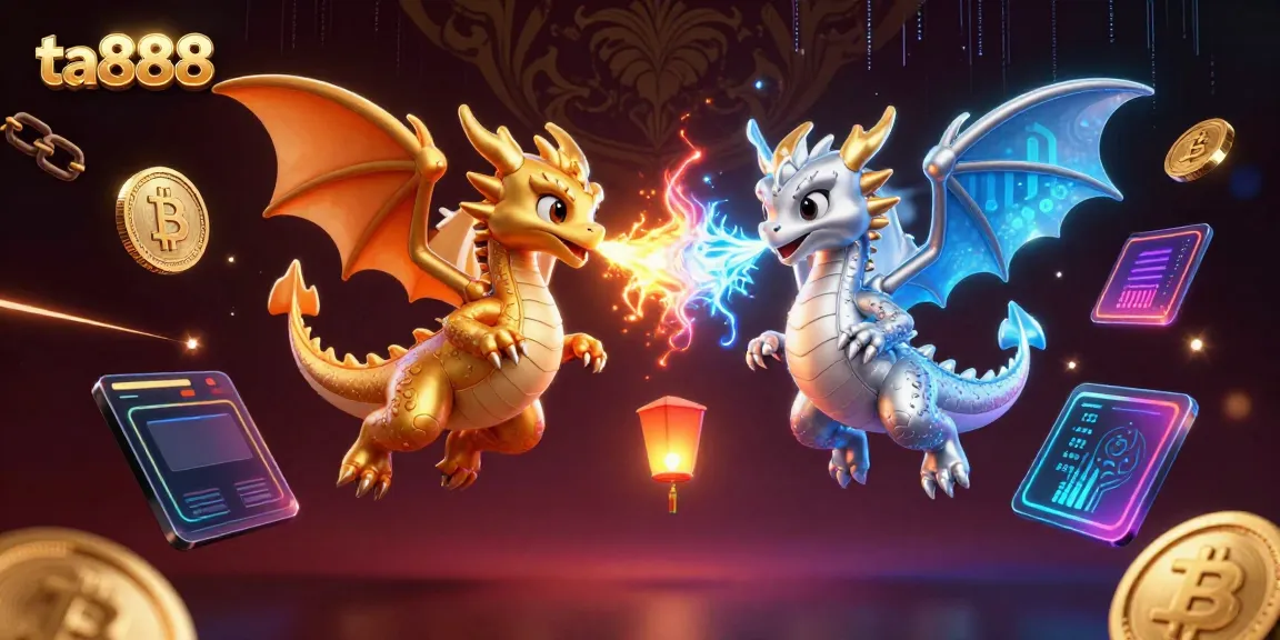Experience thrilling gameplay at ta888 with dynamic dragons and crypto elements in a rich casino scene.
