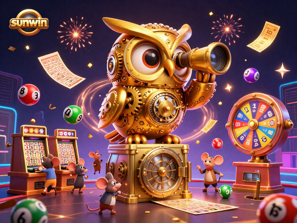 Engage with sunwin's vibrant casino world featuring a golden owl and exciting games.