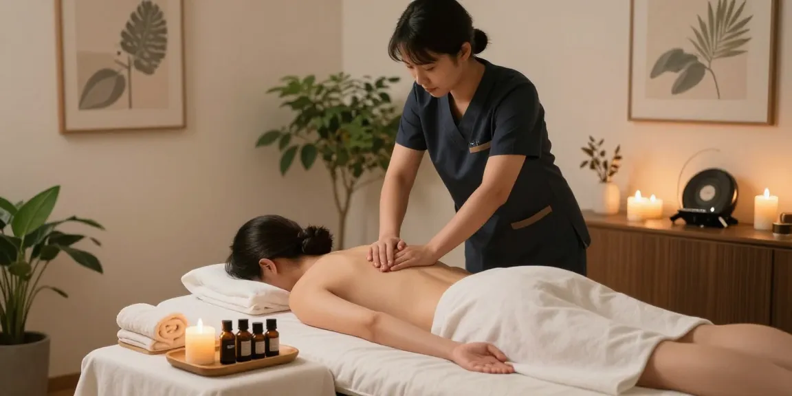 강서구출장마사지 session in a serene wellness space with calming ambiance and professional care