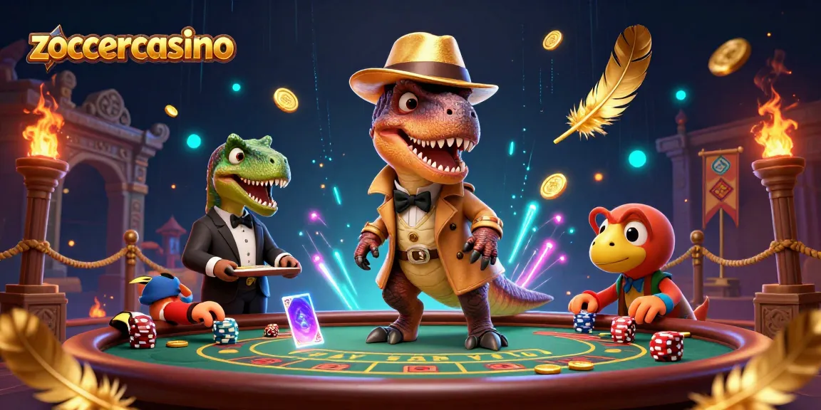 Zoccercasino virtuelles Erlebnis mit einem cleveren Velociraptor am Blackjack-Tisch.