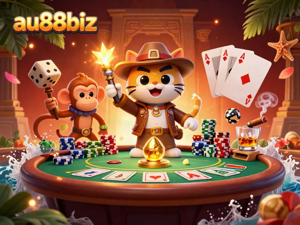 Engage with au88biz and discover casino treasures in this vibrant 3D digital temple scene.