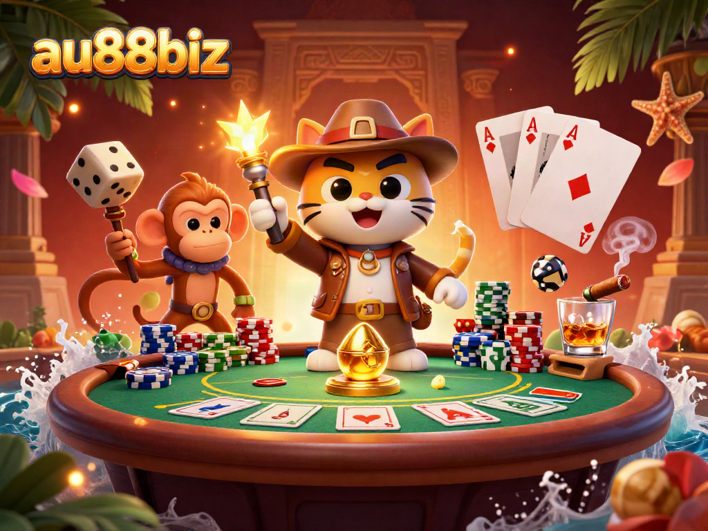 Engage with au88biz and discover casino treasures in this vibrant 3D digital temple scene.