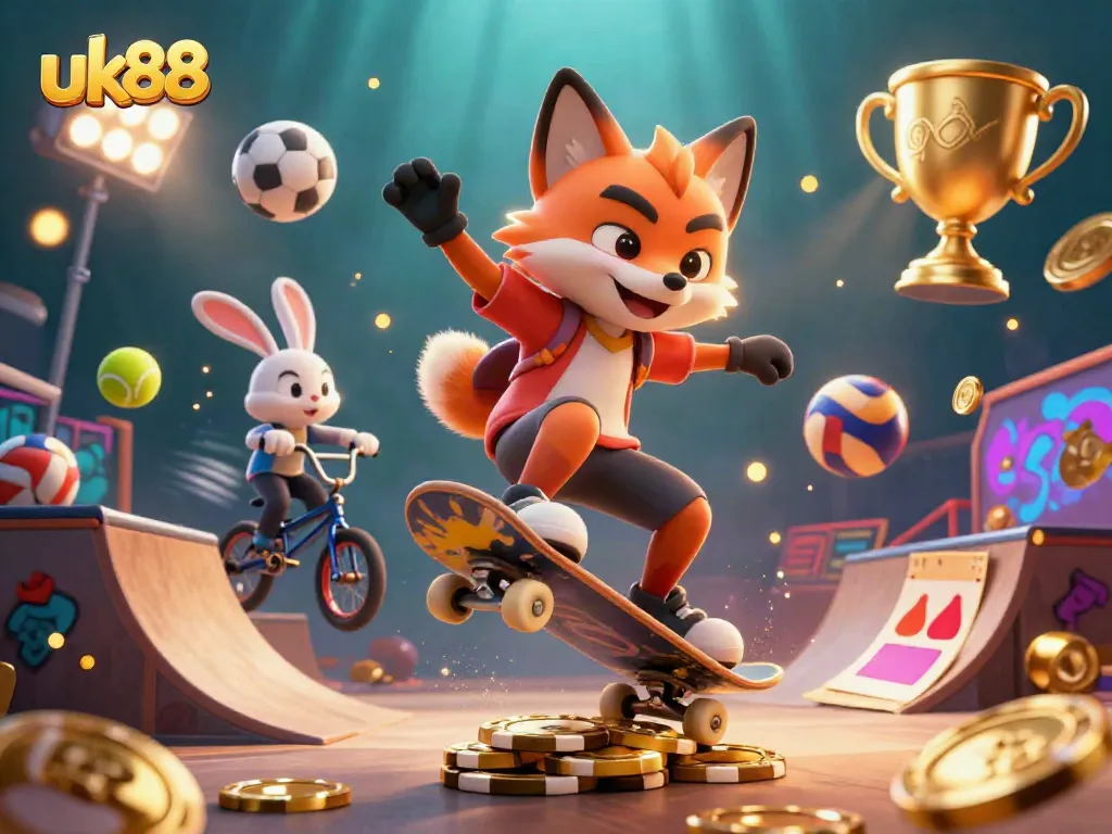 Experience winning thrills with uk88's exciting casino adventure featuring vibrant characters and lively elements.