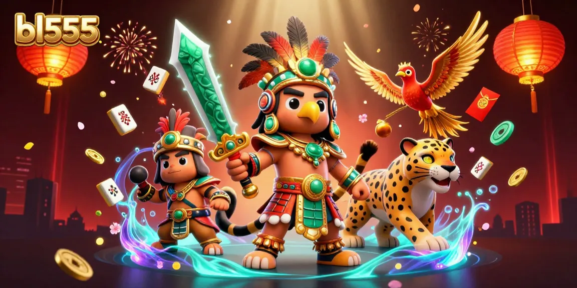 Engage with the vibrant world of bl555, featuring an Aztec warrior's tribute to online gaming.