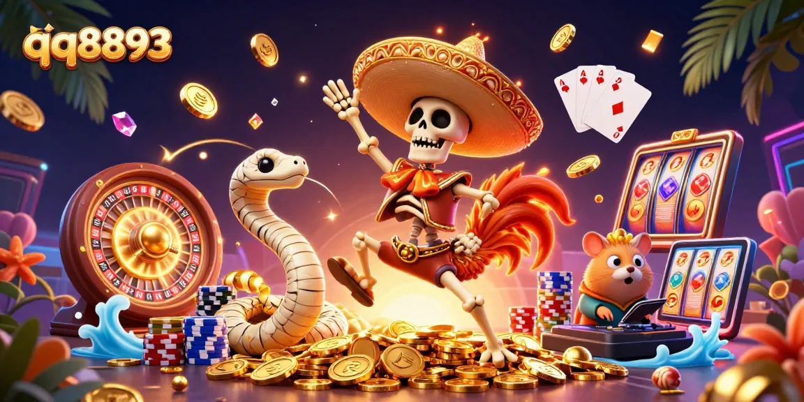 Engage in thrilling gambling at qq8893 with vibrant characters and dynamic casino elements.