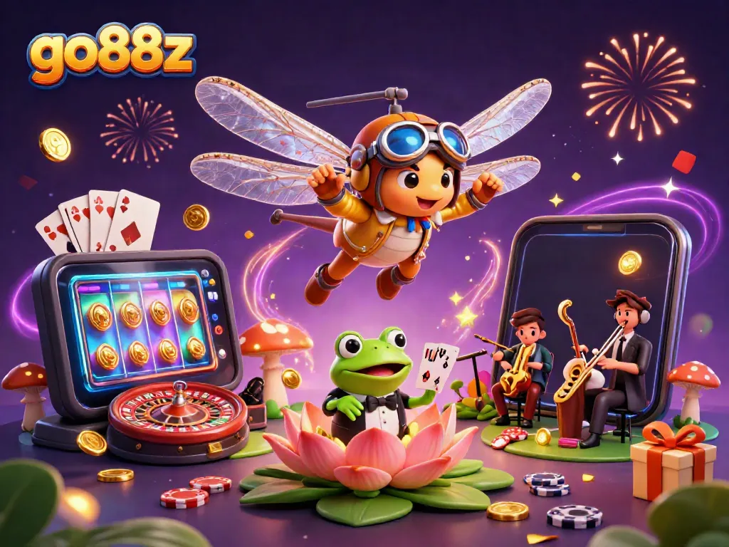 Experience exciting gameplay at go88z with a thrilling casino scene filled with vibrant characters.