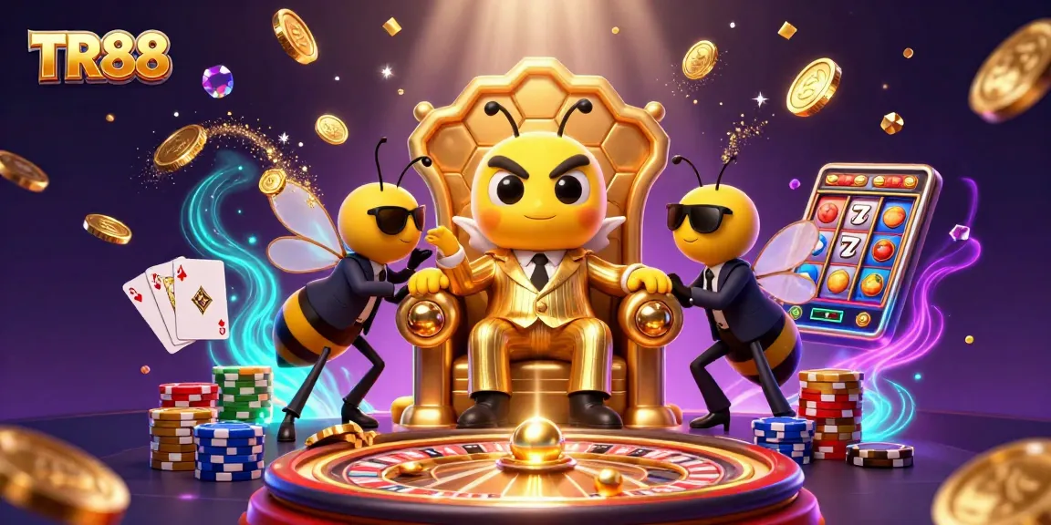 Engage with TR88's thrilling game experience featuring a bumblebee mob boss in a dynamic casino scene.