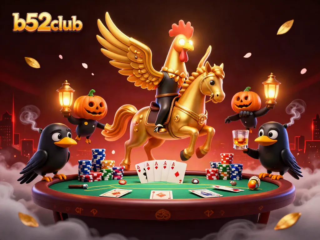 Join the b52club in a vibrant casino scene with mystical characters and vivid gaming elements.
