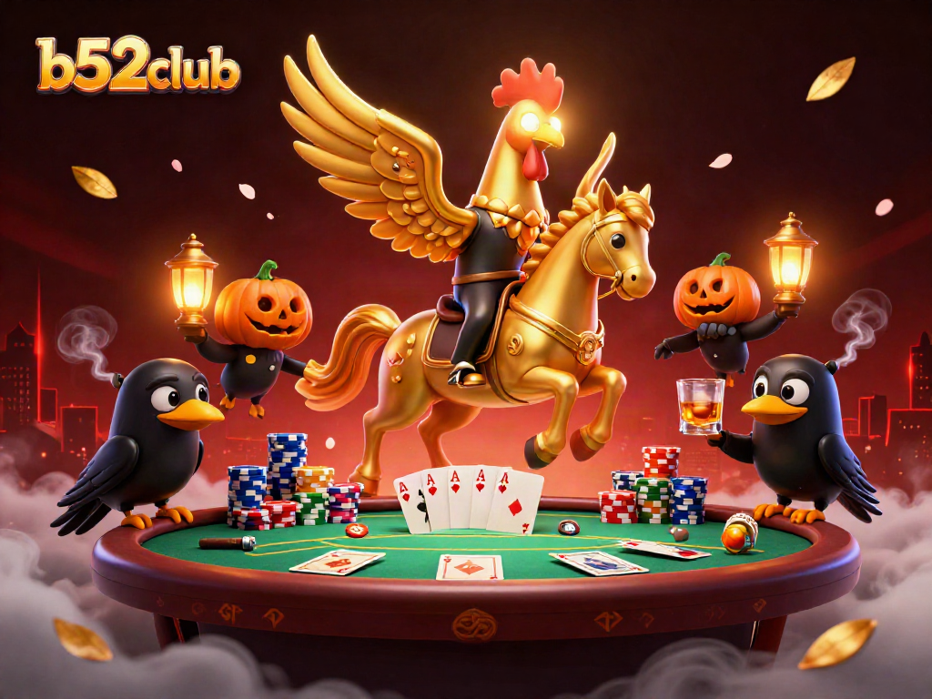 Join the b52club in a vibrant casino scene with mystical characters and vivid gaming elements.