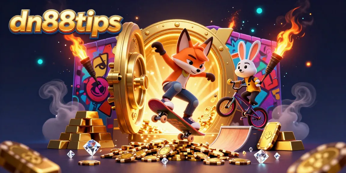 Experience thrilling gameplay with dn88tips as the animated fox and rabbit bring casino excitement alive.