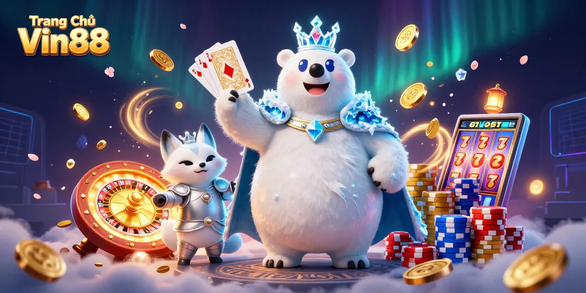Experience the excitement at Trang Chủ Vin88 with dynamic casino action, including royal characters and glittering games.