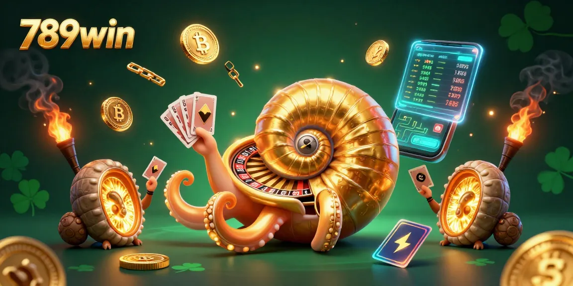 Engage with 789win's vibrant casino scene featuring a giant nautilus roulette wheel.