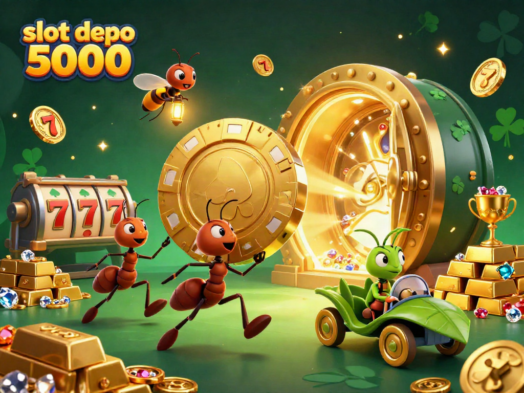 Experience thrilling action in this vibrant illustration with slot depo 5000 featuring ants heist and grand casino elements.