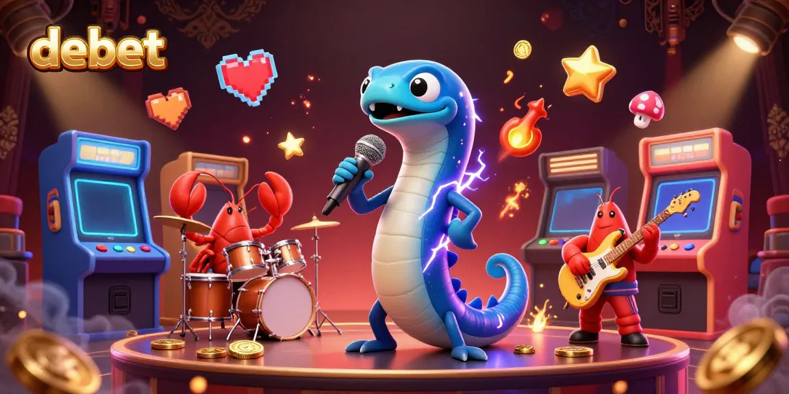 Experience thrilling gameplay at debet with lively underwater scenes featuring an electric eel DJ and vibrant casino elements.