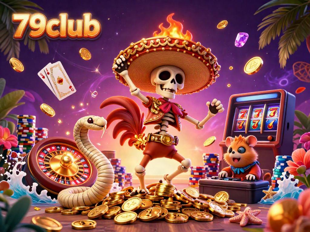 Win big with 79club's thrilling casino games in a vibrant, colorful scene.