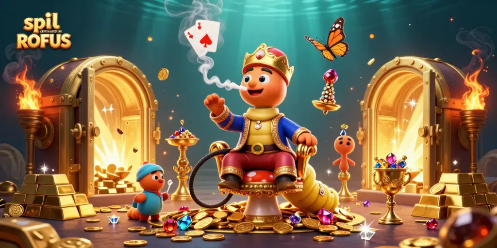 Experience thrilling gameplay with spil casino uden om ROFUS in this vibrant 3D casino scene.