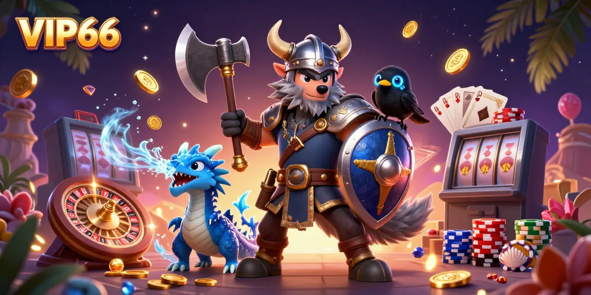 Experience thrilling games with VIP66 featuring vibrant characters and casino action in an engaging scene.