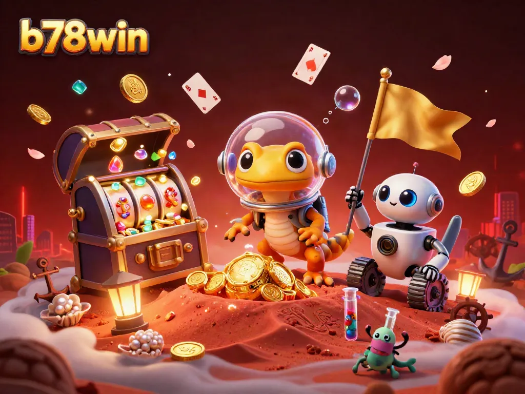 Experience thrilling jackpots at b78win's vibrant casino with this dynamic illustration