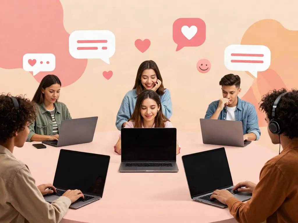 Participants enjoying engaging sex chat in a vibrant online setting filled with playful chat elements.