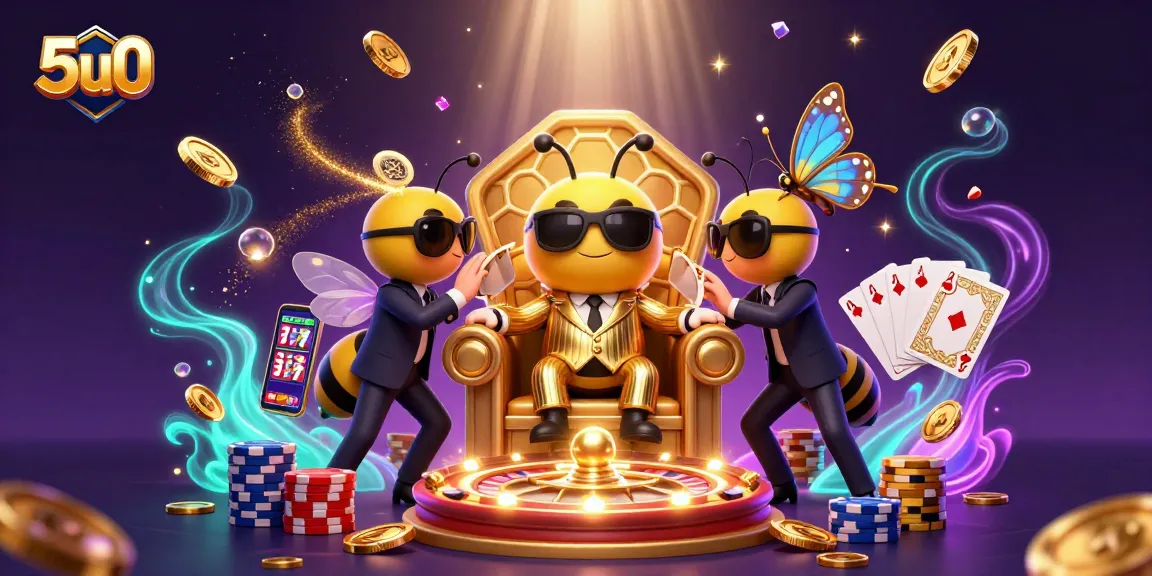 Experience thrilling casino action with 5u0 featuring a bumblebee mob boss and dazzling gaming elements.