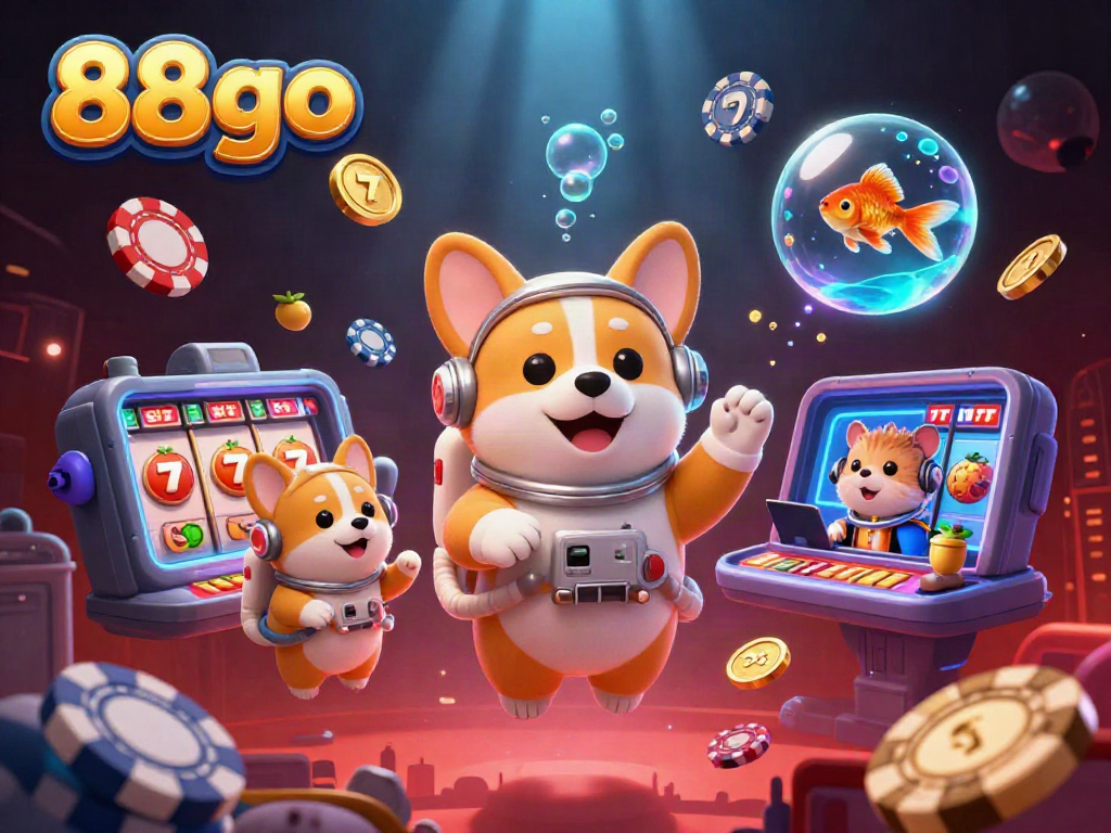 Experience exciting gaming with 88go in a vibrant, floating casino scene.
