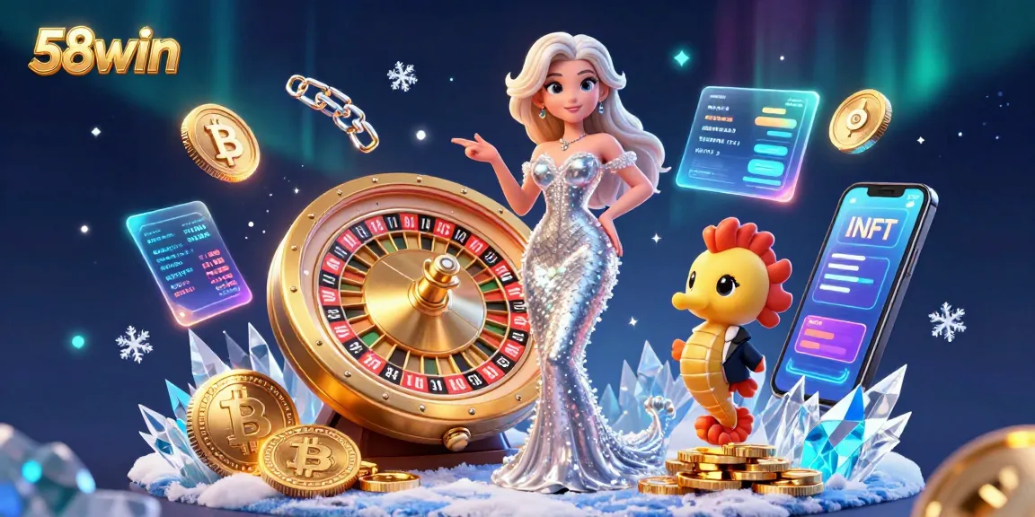 Experience thrilling gaming action with 58win at the golden roulette wheel and crypto elements.