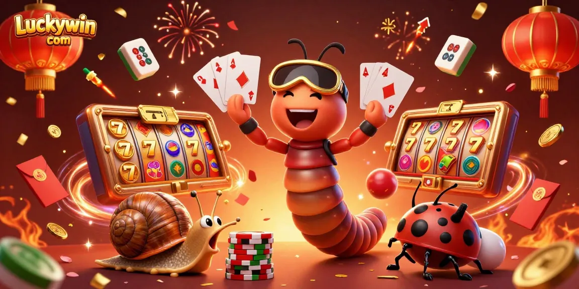 Engaging illustration of Luckywin com showcasing vibrant characters and casino slots in a dynamic scene.