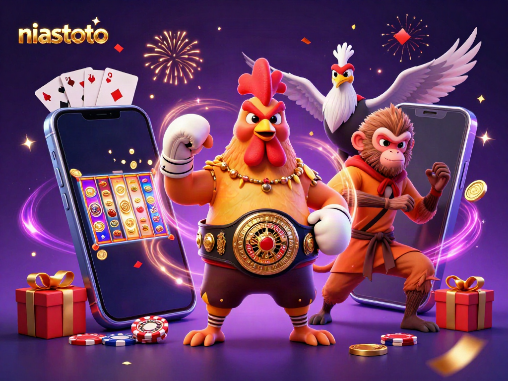 Memenangkan slot di niastoto dengan ilustrasi 3D kartun ayam Muay Thai, monyet Shaolin, dan master bangau.
