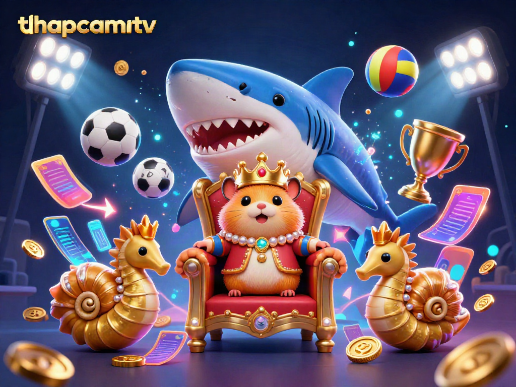 Experience exciting sports betting action with thapcamtv, a vivid 3D scene featuring dynamic sports elements.