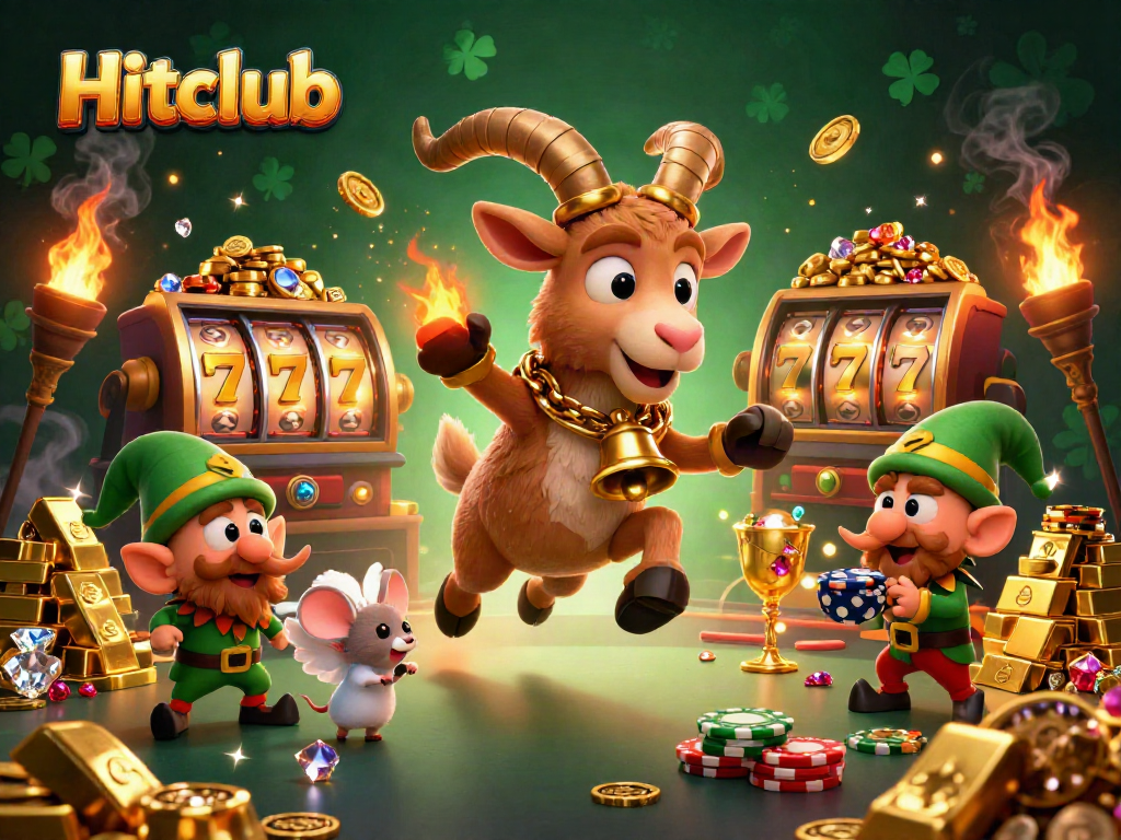 Hitclub casino scene featuring Krampus, angel mouse, and elf gremlins in festive chaos.
