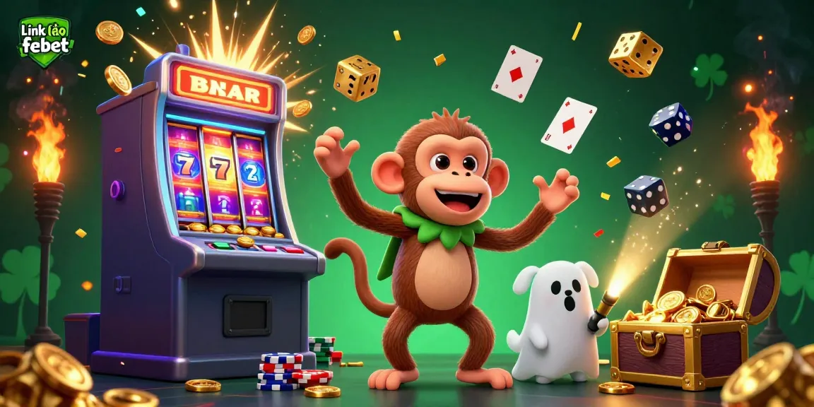 Experience the thrill of gambling with Link vào febet in a dynamic haunted casino scene.