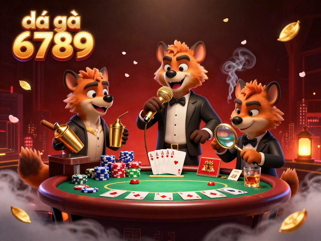 Enjoy the thrilling atmosphere of đá gà 6789 with a comedic hyena bartender and vibrant casino elements.