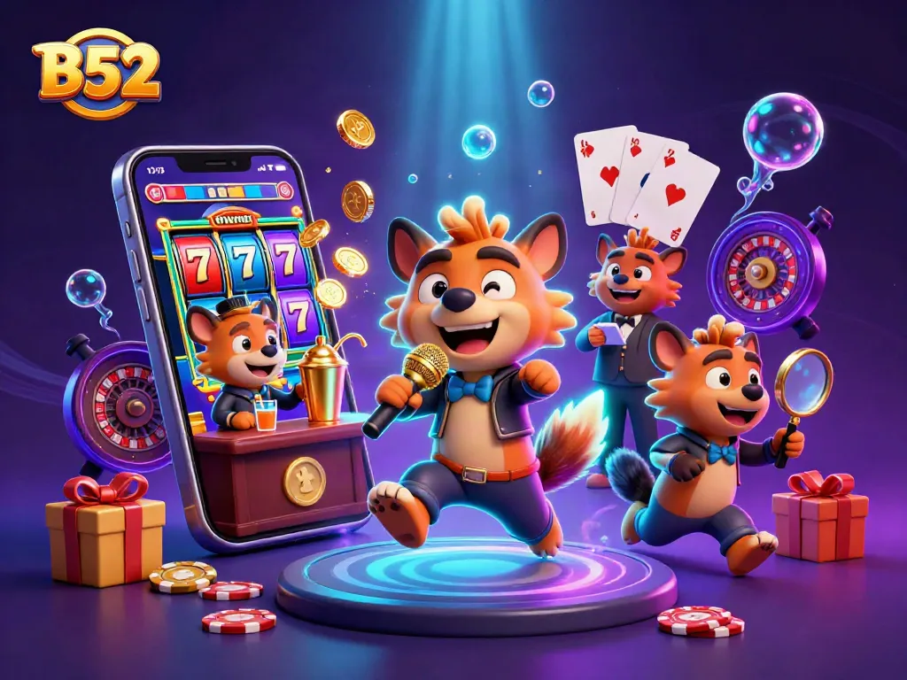 Experience the excitement of B52 casino action with animated hyenas in a comedy setting.