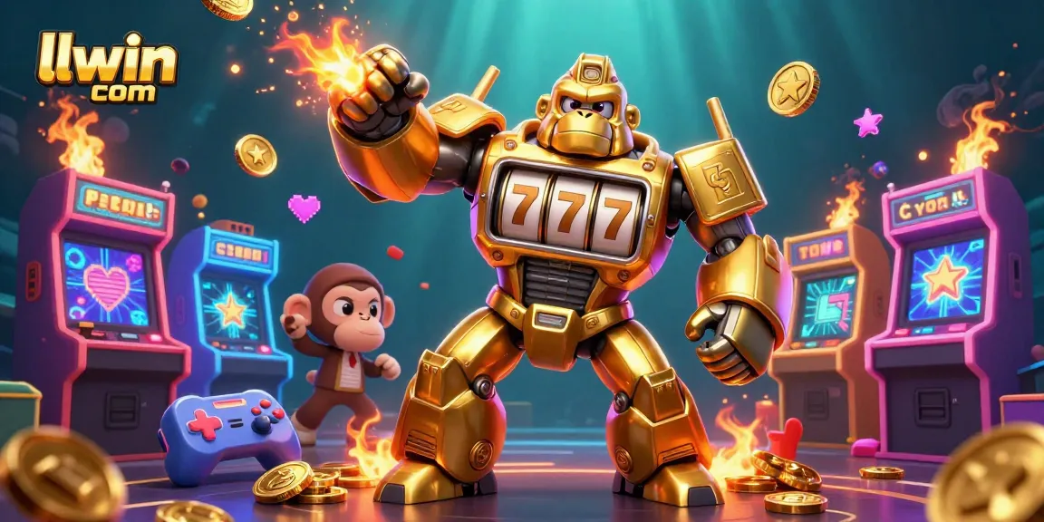 Experience thrilling gameplay with golden gorilla mech in llwin com's 3D casino wonderland.