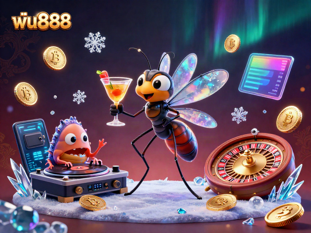 Engage with ฟัน888 in an ultra-detailed 3D casino illustration showcasing unique characters and elements.