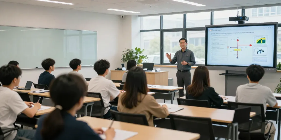 Fahrschule Zürich: Moderner Unterrichtsraum mit interaktiven Tafeln und engagierten Schülern.