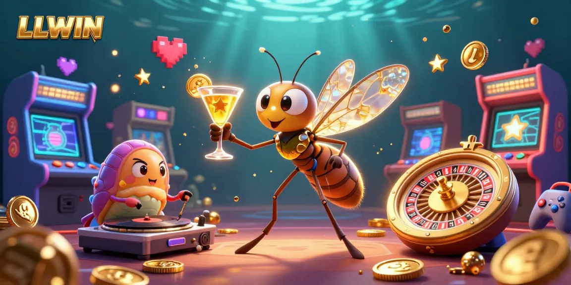 Engage in thrilling casino action with LLWIN's dynamic 3D gaming illustration featuring unique creatures.