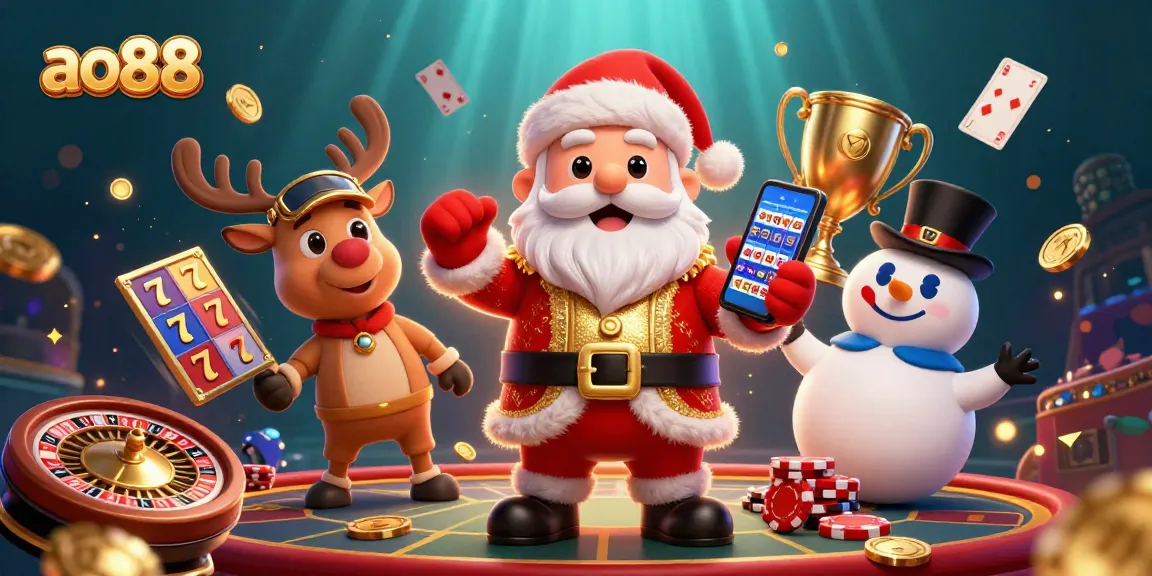 Engage with ao88's thrilling slot games illustrated through a lively casino scene.