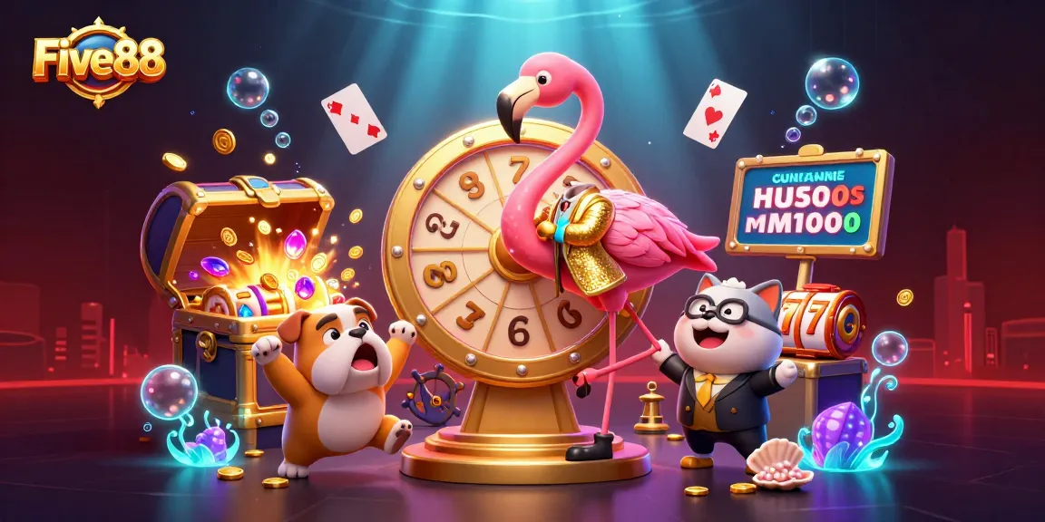 Spin the golden prize wheel at Five88 with the lively game show host and bulldog contestant.