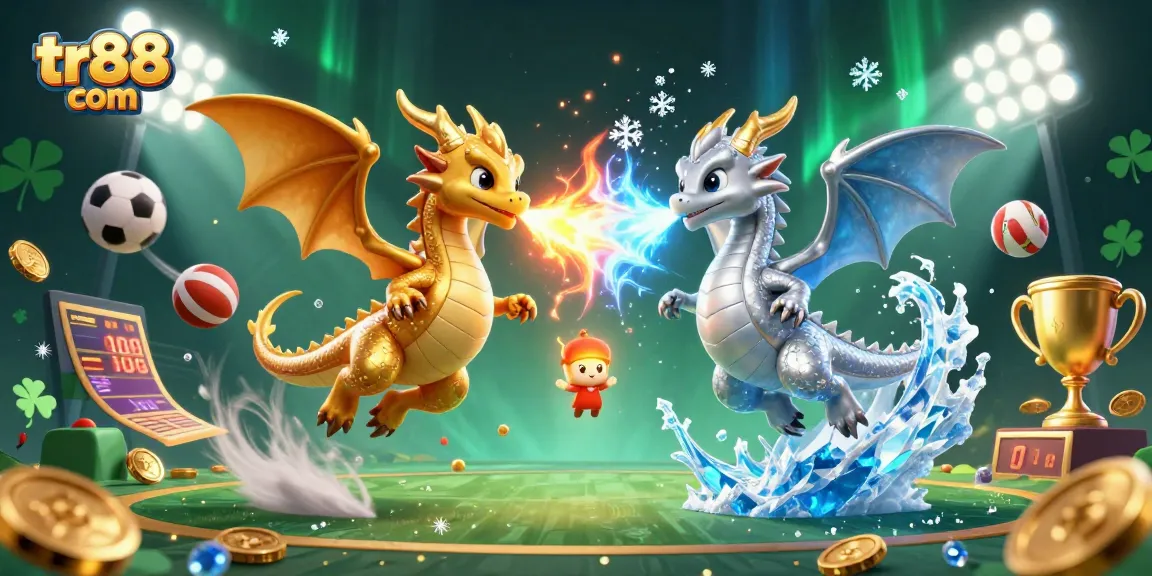 Experience thrilling gameplay at tr88 com with dynamic sports elements and animated dragons in a vibrant casino setting.