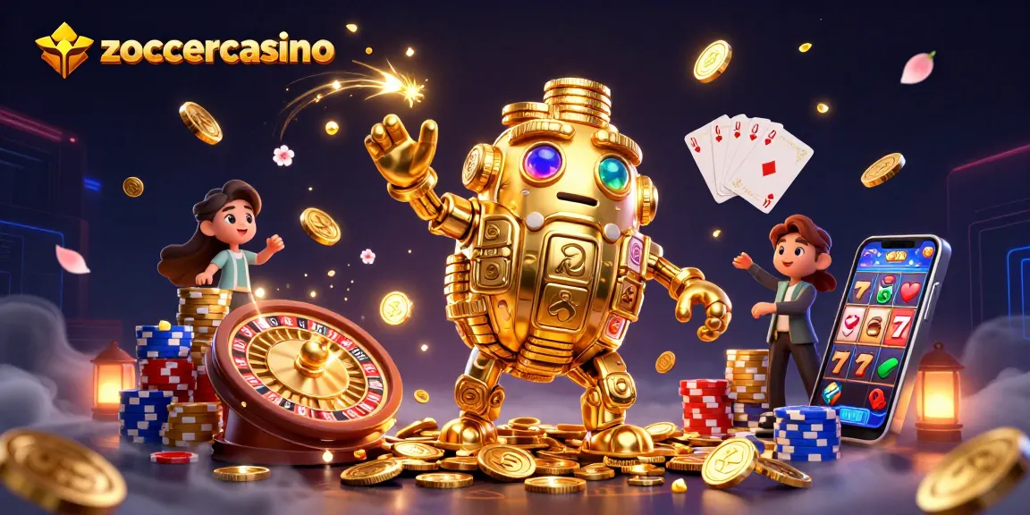 Experience the excitement of zoccercasino with rich game visuals featuring golden golems and flying coins.