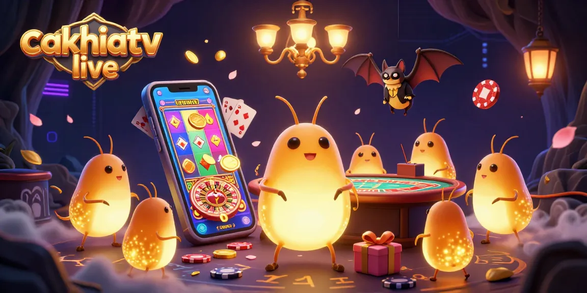 Experience the thrill of cakhiatv live with vibrant glowworms lighting up a casino scene surrounded by exciting games and rich details.