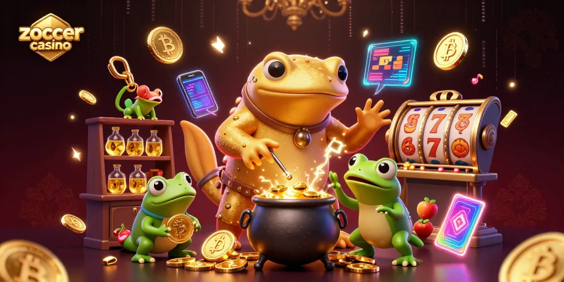 Zoccer casino showcases a vibrant scene of a golden salamander alchemist transforming metals, representing thrilling gameplay.